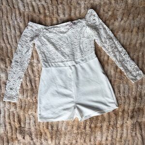 Charlotte Russe Ivory Lace Off-Shoulder Playsuit